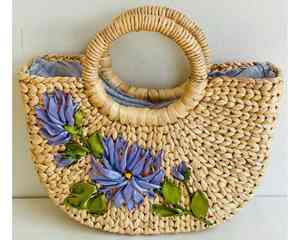 Bolsa de jacinto de agua de forma redonda con bolsa de jacinto de agua de tacto artesanal lista para exportar a granel y suministro de tienda minorista - Product Image 5