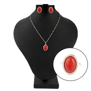 Women's Fancy <b>Locket</b> Set - Golden - Red - Product Image 1