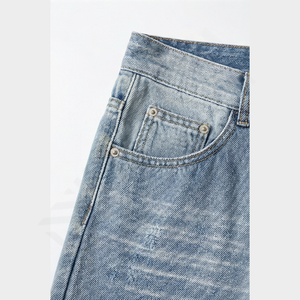 Vente flash : Pantalon en jean décontracté pour homme, printemps-été, design personnalisé, coton léger, imperméable, respirant, mi-élastique, uni - Product Image 2