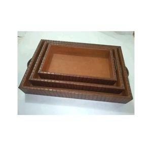 Bandeja de servicio rectangular de nuevo diseño con asa para mesa de centro con forma rectangular de madera para hotel bandeja de servicio para el hogar - Product Image 3