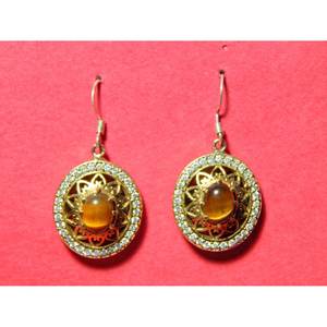 Pendiente de ojo de tigre de Plata de Ley 925 con cabujón de oro rosa Artículo de regalo de joyería para mujer - Product Image 3