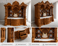 Mandir en bois traditionnel pour salle de prière, achat d'autel SwamiNarayan de grande taille pour la maison, grand temple naturel poli pour la décoration intérieure