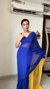 Nuevo diseñador exclusivo suave Georgette Saree dibujado a mano bordado Digital borde Poliéster Viscosa encaje para bodas fiestas para - Product Image 4