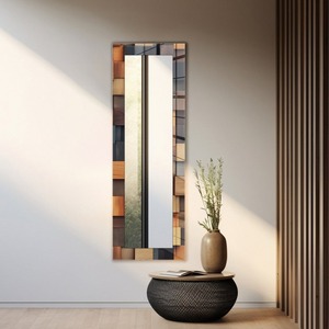 Modern Industrial Round Bathroom Wall <b>Mirror</b> with <b>Mosaic</b> Glass Frame for Home Office Living Room Wedding Decor - Product Image 4