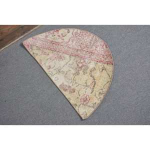 Tapis Vintage en Laine Turque 2.5 X 1.5ft Classique Beige Rouge Accents Grande Surface Rectangle Patchwork Design pour Couloir pour Décoration de Chambre - Product Image 2