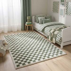 Netline Home Moodi Shaggy Green Rectangular Polyester <b>Rug</b> for Living Room Bedroom <b>Hallway</b> - Product Image 2