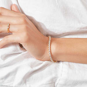 สร้อยข้อมือเทนนิส14K สีเหลืองทองแล็บปลูกเพชรกลม Def VVS ความชัดเจน12กรัม - Product Image 2