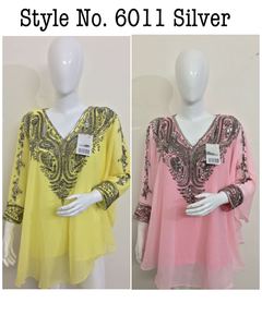 2025 Indian Pakistani Casual Short Kaftan Top Heavy Beads Embroidery Georgette Multi Color Blouse <b>Shirt</b> Woman Adult <b>Party</b> - Product Image 6