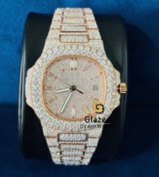 Montre mécanique de luxe classique Hip Hop pour homme, édition limitée, cadran analogique, verre serti de cristaux, diamants Moissanite VVS1