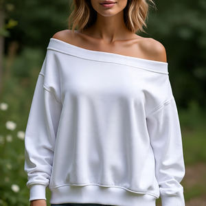 Mujeres fuera del hombro corte sudaderas Streetwear ejercicio manga larga polar medio corte hombro sudadera señoras - Product Image 3