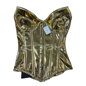 Corsé de Vinilo PVC Dorado Brillante de Alta Compresión y Control Firme para Adelgazar la Cintura, Estilo Clubwear, Proveedor Mayorista - Product Image 1