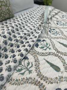 Diseñador étnico de alta calidad cosido a mano 90X108 "200GSM relleno de algodón bloque mágico bloque de mano impreso Reversible Jaipuri edredón - Product Image 4