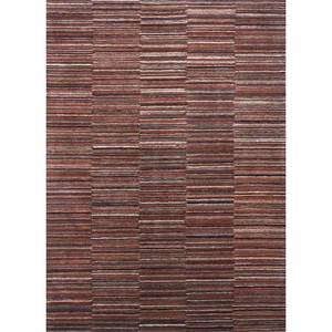 Alfombra Acar Tra-14447 de Lana y Viscosa Hecha a Mano, Rectangular con Rayas Rojas y Naranjas para Sala de Estar, Producto Nuevo Hecho a Mano - Product Image 1