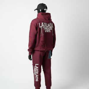 Nouveau design, survêtement streetwear pour homme avec broderie usée, pantalon de survêtement évasé, poids lourd, 100% coton, survêtement oversize d'hiver - Product Image 4