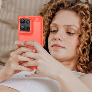 เคสโทรศัพท์ซิลิโคนคาร์บอนไฟเบอร์ TPU ลายขนแปรงป้องกันการตกเคสโทรศัพท์สำหรับ Motorola G75 55 35 EDGE 50 2024 NEO - Product Image 3