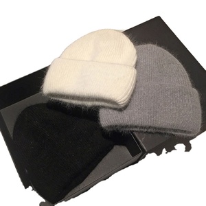 Gorro de punto de piel de conejo personalizado OEM, gorro de Otoño Invierno, gorro cálido, gorros con logotipo, gorros de Mohair personalizados - Product Image 3