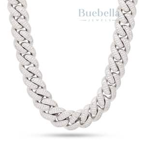 925 Plata 14K Chapado en oro Joyería fina 18MM Moissanite Diamond Miami cadenas de eslabones cubanos helados para hombres - Product Image 4