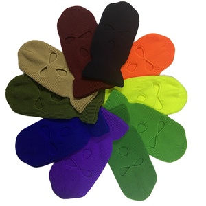 Bonnet de masque de ski de moto à 3 trous en tricot avec broderie de logo personnalisé pour la pêche, le cyclisme, les autres sports de plein air - Product Image 1