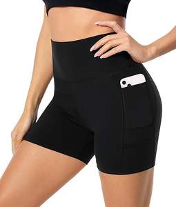 Bolsillos laterales Active Gym Poliéster Elástico Yoga Pantalones cortos de compresión Cintura elástica Transpirable Secado rápido Cintura en forma de V Personalizado - Product Image 2