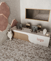 Meubles de décoration murale de restaurant au design de luxe Nouvelle table de comptoir de maison de gâteau de luxe Décoration de bar éclairée par LED