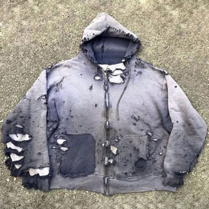 Chaqueta gruesa con cremallera y diamantes de imitación de felpa francesa de fabricante personalizado - Product Image 2