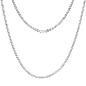 Nueva Cadena de Hueso de Serpiente Redonda de Plata de Ley 925, Chapada en Rodio, Estilo Hip Hop Italiano, Collar Unisex, Venta al por Mayor, Personalizable - Product Image 1