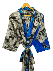Túnica India Floral Seda Sari Kimono Vintage Sari Robe Suave Playa Fiesta Vestido Indio Hecho A Mano Seda Kimono - Product Image 5