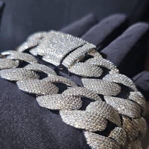 Collier chaîne cubaine en moissanite glacée de luxe, bijoux hip-hop, aspect diamant, plaqué rhodium, cadeau orthodoxe, fête, 50 carats - Product Image 3