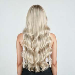 12A Brazilian Remy Human <b>Hair</b> Flat Tip <b>Extensions</b> Straight #18b/1001 Dark <b>Ash</b> Pearl <b>Blonde</b> - Product Image 5