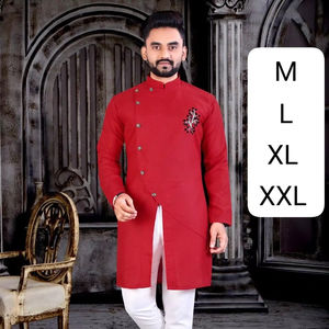 Hecho a mano India nueva colección algodón hombres Vintage sin arrugas Kurta impreso para boda Diwali fiesta Casual desgaste adultos indio - Product Image 5