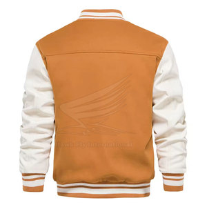 100% Cotton Wool Made High Street Style Front <b>Mandarin</b> <b>Collar</b> Breathable Letterman <b>Jacket</b> Best Price New Arrival Winter <b>Jacket</b> - Product Image 3