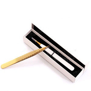 Pince à épiler individuelle pour cils, marque privée, pointe droite en fibre, acier inoxydable, prix de gros, emballage boîte 1 pièce - Product Image 1