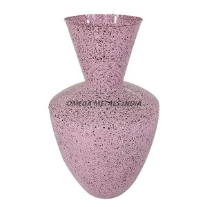 Vase en métal rose artistique en gros d'usine avec col évasé unique et motif texturé pour des espaces décoratifs élégants - Product Image 1