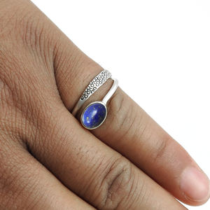 Anillos de diseñador hechos a mano de lapislázuli azul real hermoso de Plata de Ley 925 a precio de fábrica al por mayor del fabricante OEM - Product Image 3