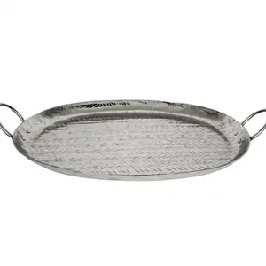 Bandeja de servicio de aluminio de diseño clásico con juego de bandeja de Metal con asa para café, comida, desayuno y cena, decoración elegante - Product Image 1