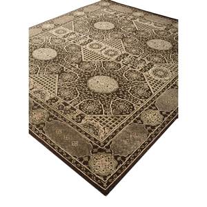 พรมขนสัตว์ผสมวิสโคสสีน้ำตาลเบจ Kasbah รุ่น Ptwv-7003 ลายเหรียญตรา ขนาดใหญ่ สำหรับห้องโถง ทางเดิน ห้องนั่งเล่น รูปทรงสี่เหลี่ยมผืนผ้า - Product Image 2