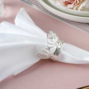 Vintage <b>Silver</b> <b>Crown</b> Luxury Stainless Steel Wood Napkin Ring Holder for Weddings Parties Christmas Restaurants - Product Image 5