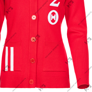 Greek sorority delta sigma|theta| <b>red</b> <b>cardigan</b> V-neck women's sweater acrylic knitted university <b>cardigan</b> winter embroidery logo - Product Image 3