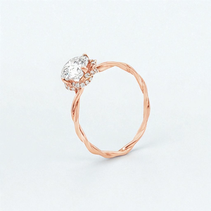 Bague en or massif 14 carats avec diamants de laboratoire | Bague de fiançailles et de mariage de luxe minimaliste - Product Image 1