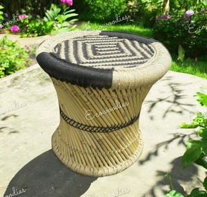 Nouveau Style fait à la main bambou Sarkanda indien canne en osier Muddha repose-pieds tabouret pouf pour salon jardin os incrustation Console - Product Image 1