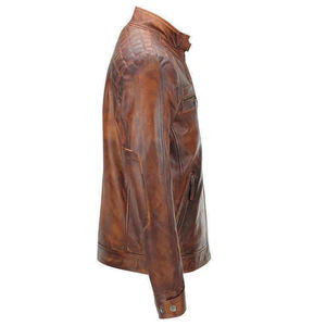 Chaqueta de cuero con cremallera de alta calidad directa de fábrica al por mayor para los hombres de cuero con logotipo personalizado impreso chaquetas de cuero para hombres - Product Image 6