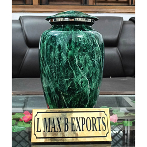 Free <b>Velvet</b> Bag Included <b>Green</b> Elegance Adult Aluminium Cremation Urns Metal Memorial Funeral Supplies for Human Ashes - Product Image 1