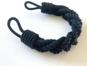Abrazaderas para Cortinas de Cuerda de Algodón Negra, Trenza de Cuatro Hebras, Hechas a Mano - Product Image 2