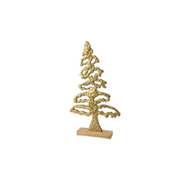 Sculpture élégante en métal/aluminium finition or antique, motif arbre de vie, moderne, pour Noël, décoration de table, écologique