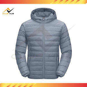 Wholesale High Quality <b>Light</b> Grey Lightweight Puffer <b>Jacket</b> with Hood Water Resistant Outerwear Manufacturer In Pakistan - Product Image 2