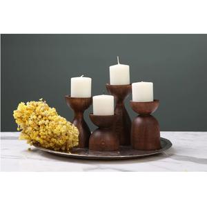 Portavelas Ecológico de Madera de Mango con Acabado Natural para Sala de Estar, Dormitorio y Regalo Disponible a un Precio Accesible - Product Image 1