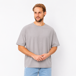Camiseta de Algodón Grueso para Hombre, Corte Holgado, Estilo Urbano Premium, Informal, Básica, Cuello Redondo - Product Image 4