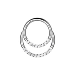 Paslanmaz çelik kabak şekli CZ burun yüzük çift taş ayarı Piercing takı Hoop & damızlık seçenekleri - Product Image 2