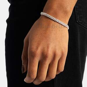 Fino 5mm 14K chapado en oro blanco 925 Plata de Ley VVS Moissanite Diamond Iced Cuban Link pulsera para mujeres Hip Hop joyería - Product Image 2