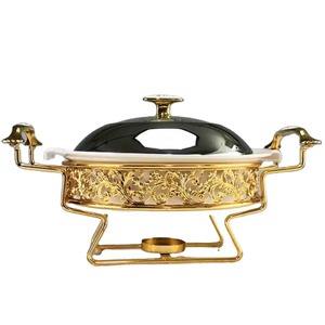 Lavish Gold Designer Edge Chafing Dish Perfect for Party Serving <b>Buffet</b> Display and Special Occasion Gifting From India - Product Image 1